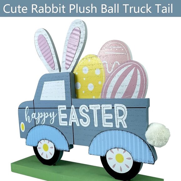 Happy Easter Decor Truck Wooden Decor / BRAND NEW - Picture 5 of 6